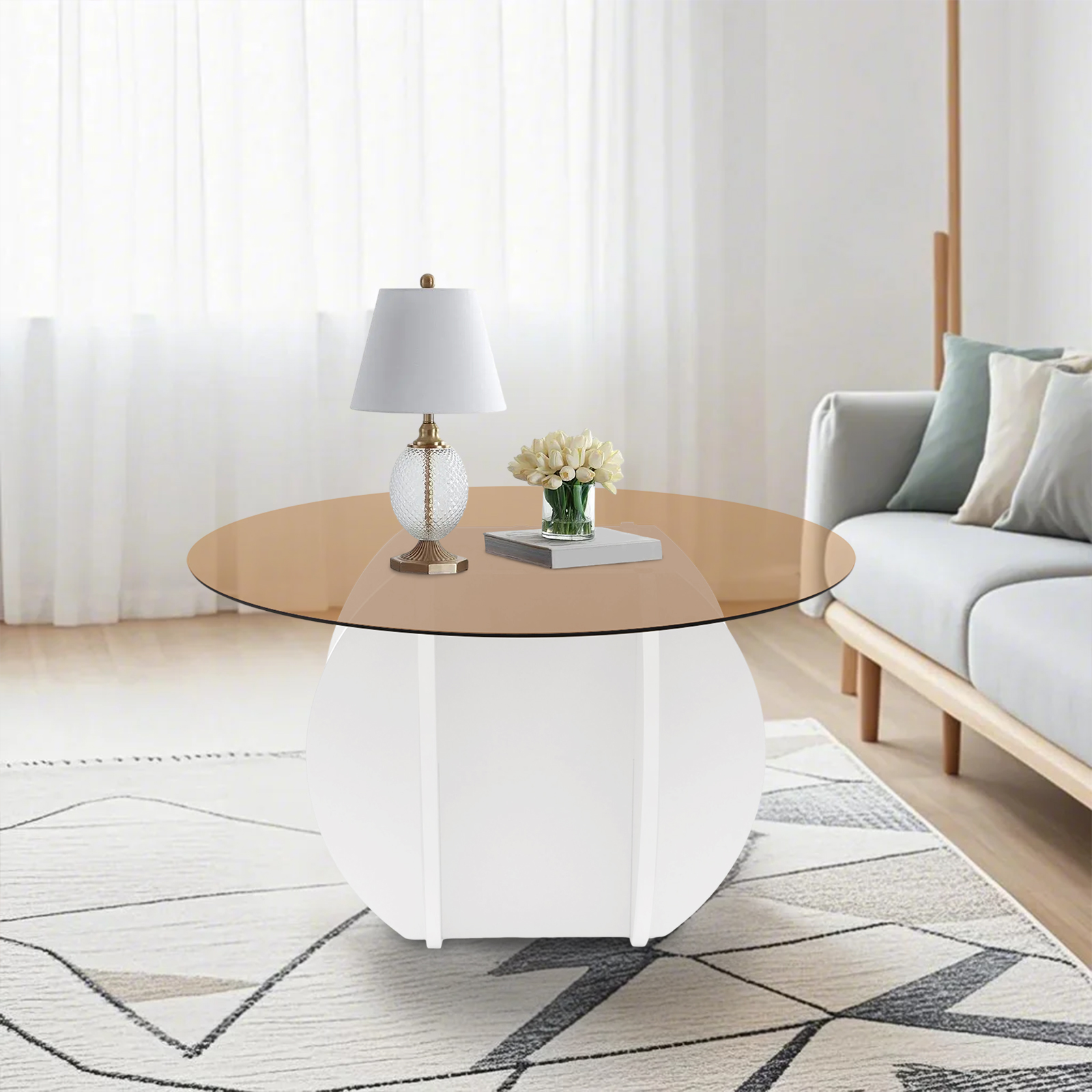 Modern Round Coffee Table 27.6 - Book Weight Glass ulasan dan harga