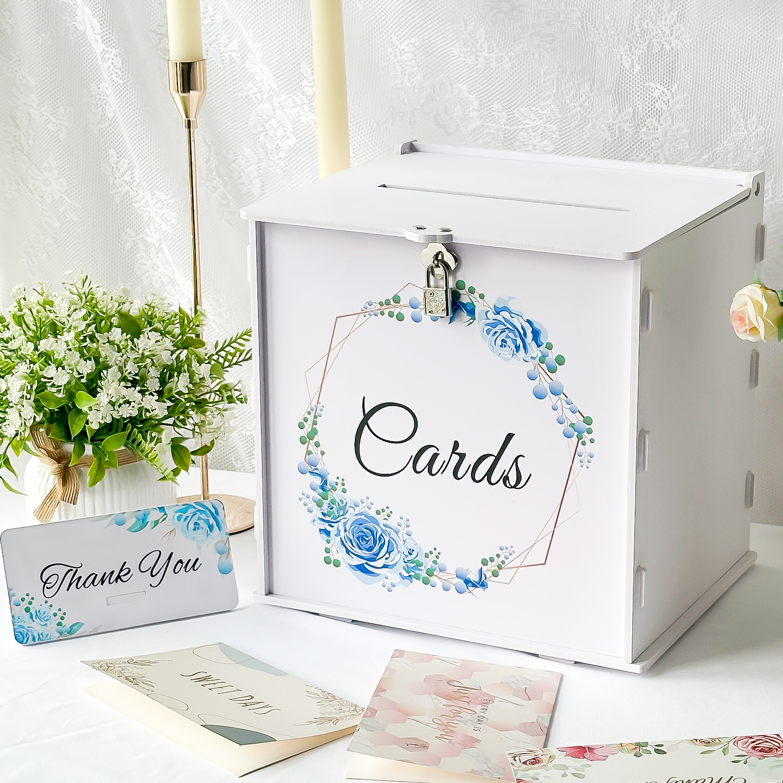 White Wedding Card Box with Lo - Card Index Box ulasan dan harga