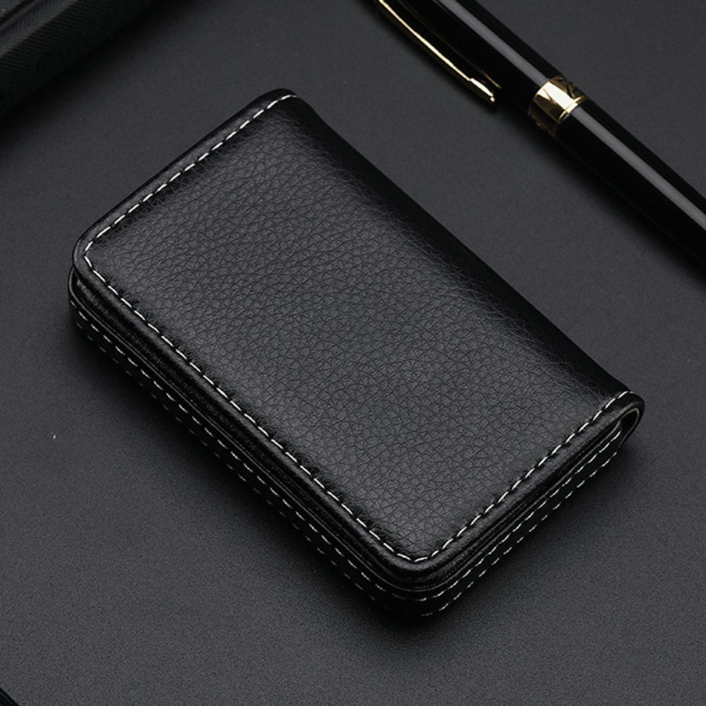 Sized Stitched PU Leather Cred - Index Card Holder ulasan dan harga
