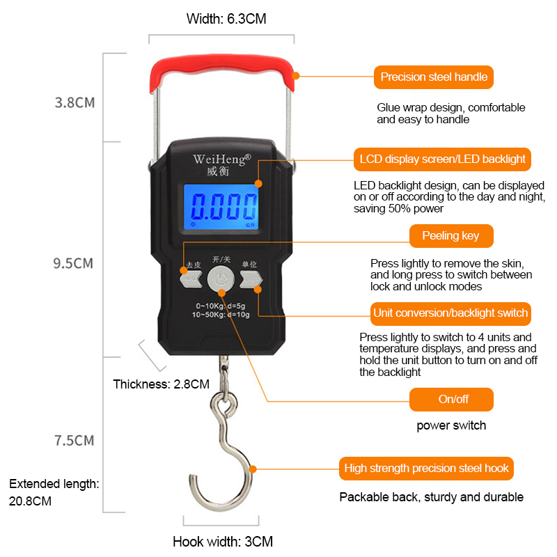Portable Hanging Hook Scale 50 - Tape Dispenser Weighted ulasan dan harga