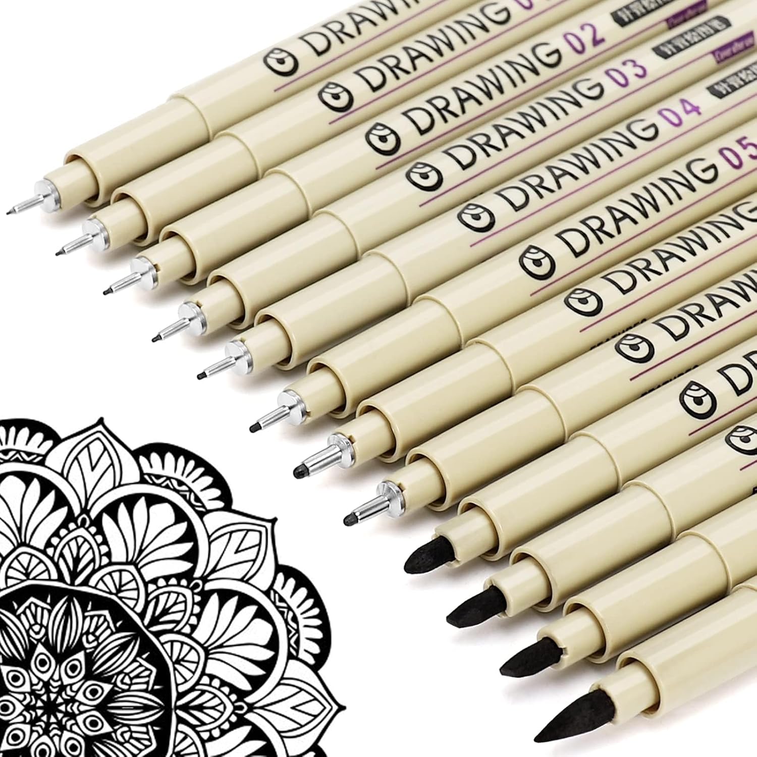 12 Black Fine Line Drawing Pen - Archive Box Set ulasan dan harga