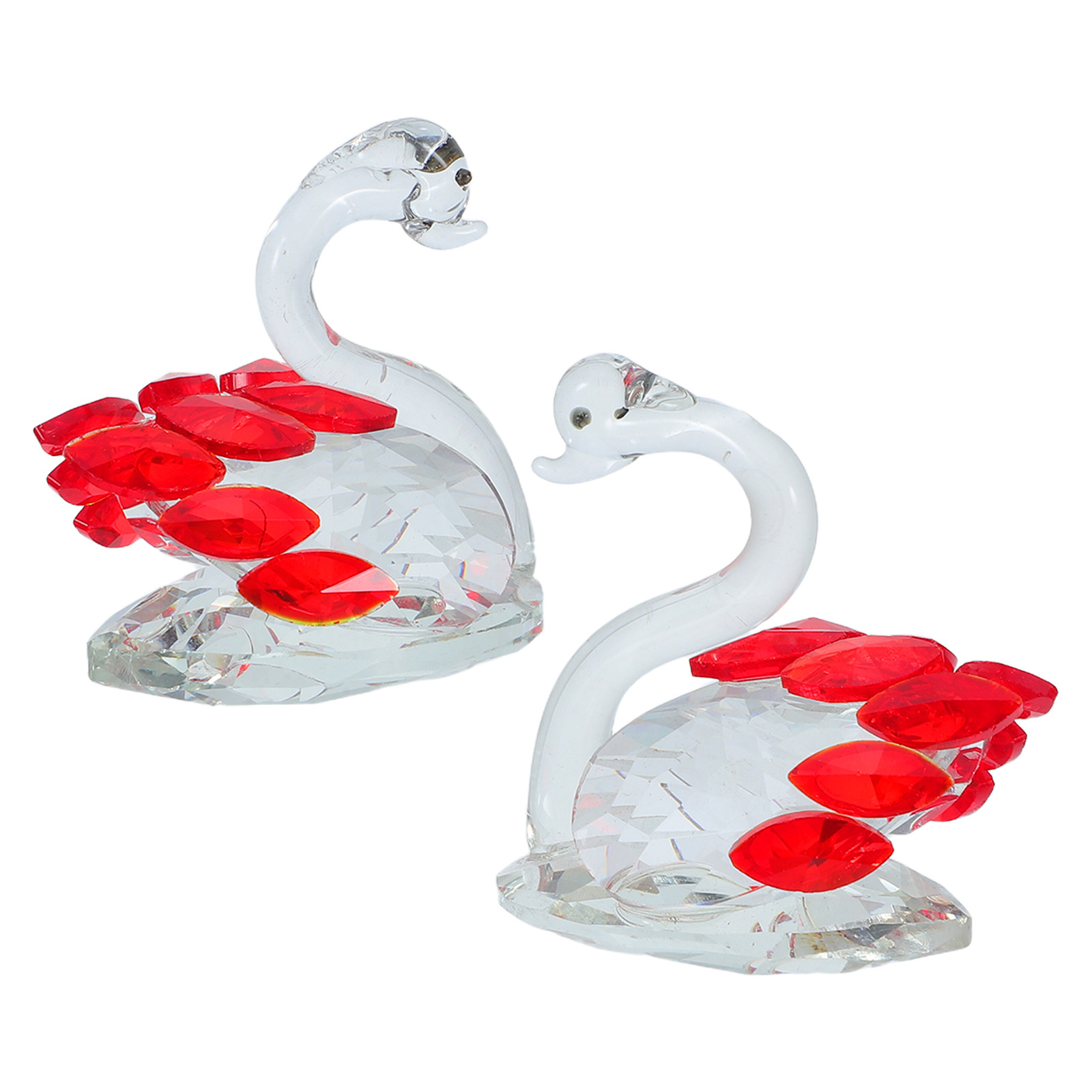 2Pcs Crystal Couple Swan Statu - Paper Weight Crystal ulasan dan harga