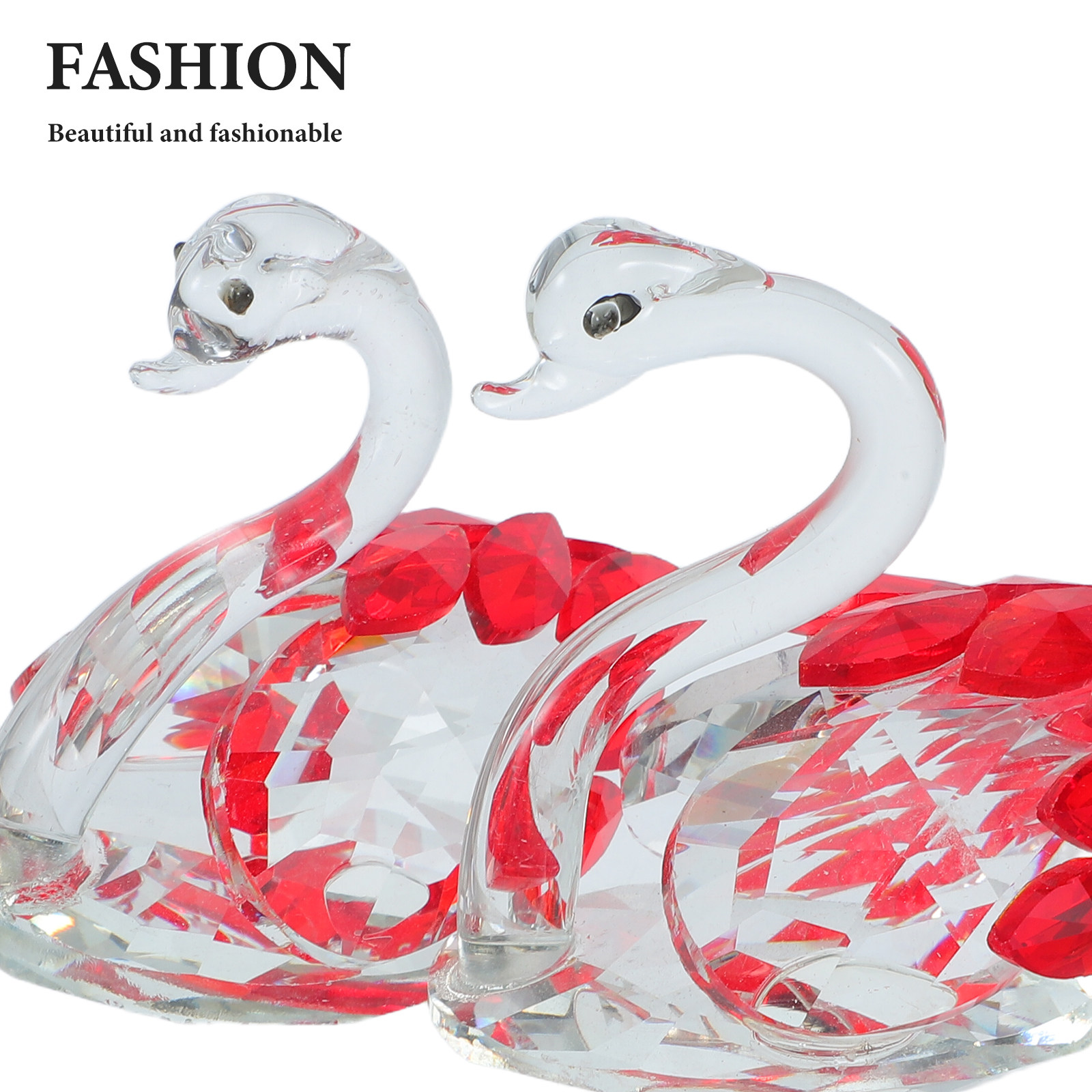 2Pcs Crystal Couple Swan Statu - Paper Weight Crystal ulasan dan harga