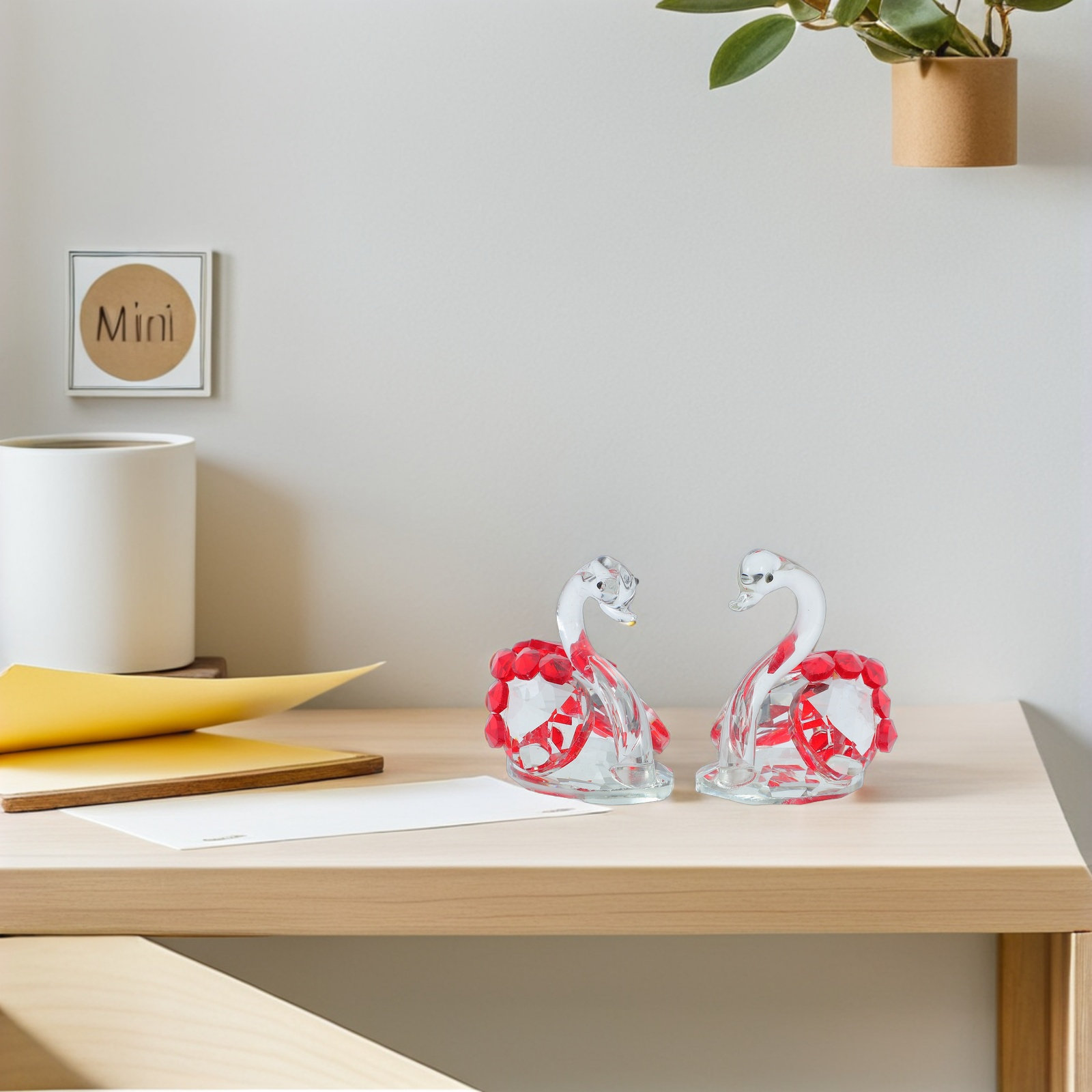 2Pcs Crystal Couple Swan Statu - Paper Weight Crystal ulasan dan harga