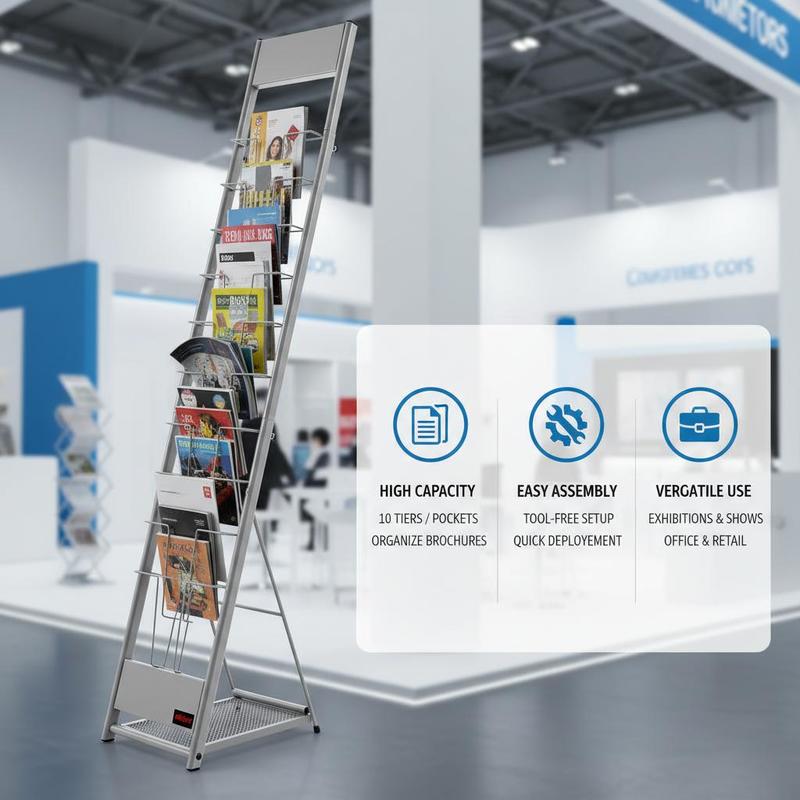 Brochure Display Rack, 10 Pock - Magazine Holder Rack ulasan dan harga