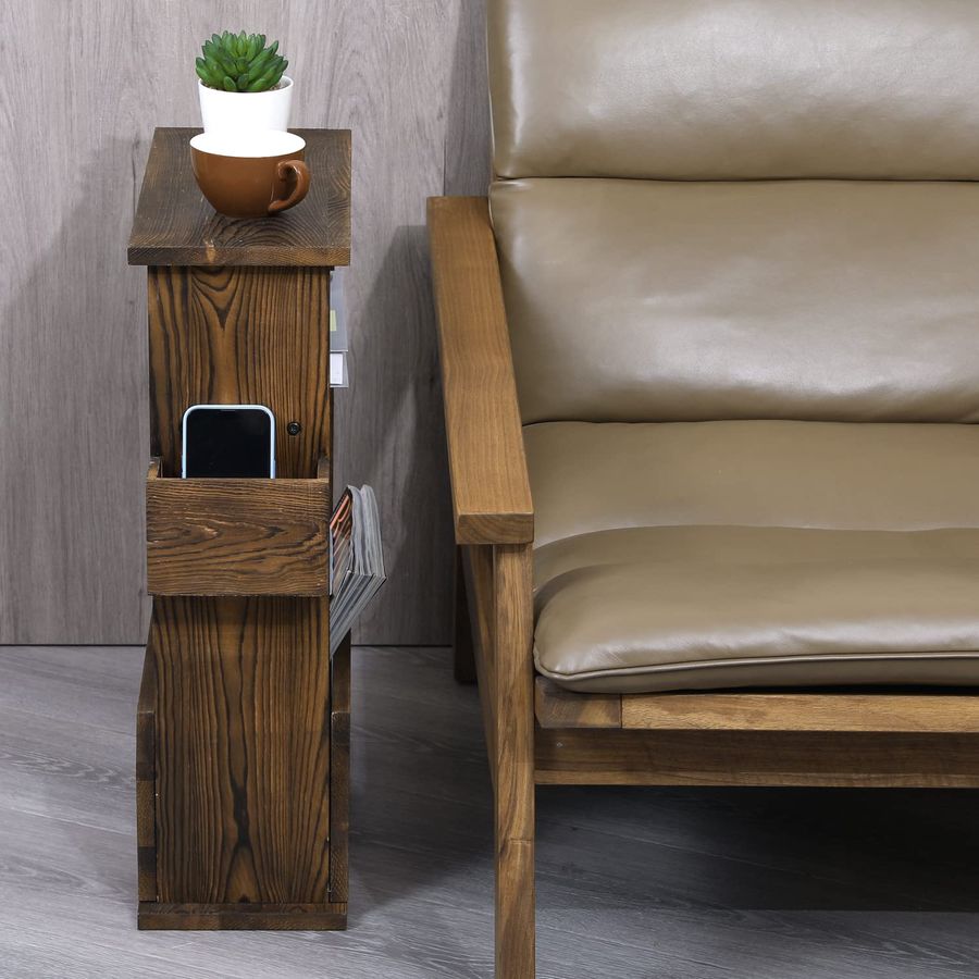 24 Inch Tall Rustic Burnt Wood - Magazine Holder Rack ulasan dan harga