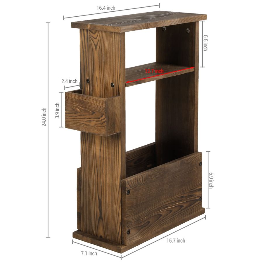 24 Inch Tall Rustic Burnt Wood - Magazine Holder Rack ulasan dan harga
