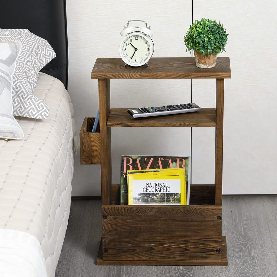 24 Inch Tall Rustic Burnt Wood - Magazine Holder Rack ulasan dan harga